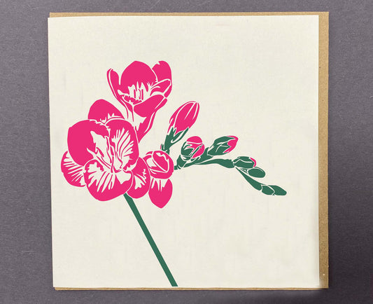 Freesia Floral Letterpress card