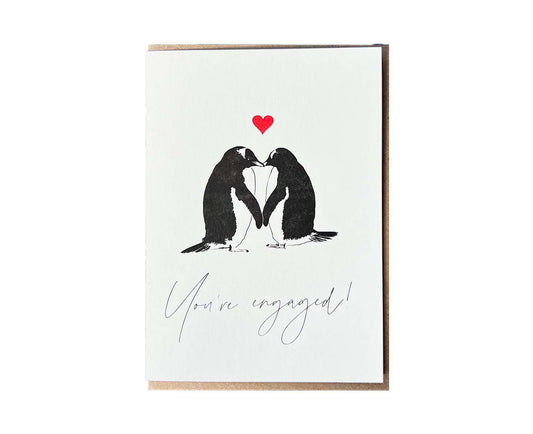 Penguins Letterpress engagement card