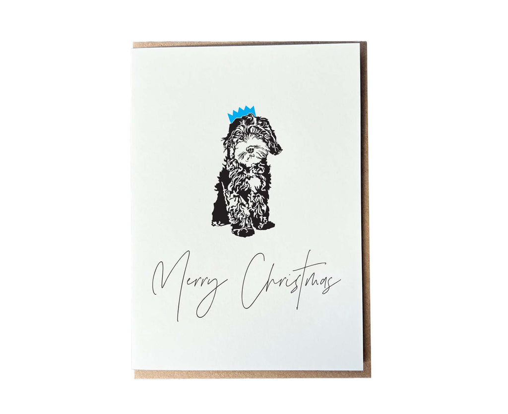 Cockapoo Christmas Hat Letterpress Christmas card