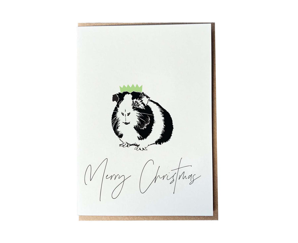 Guinea Pig Christmas Hat Letterpress Christmas card