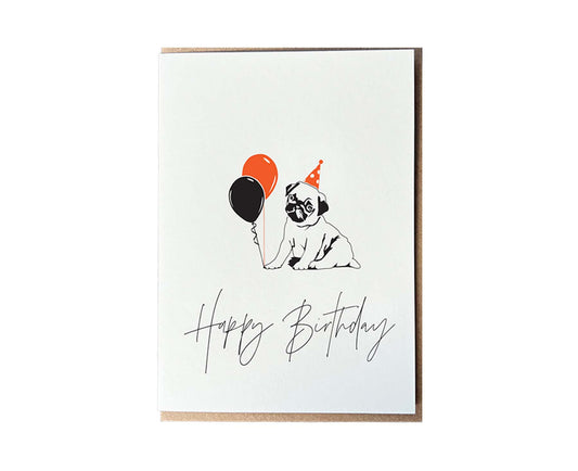 Birthday Pug Letterpress birthday card