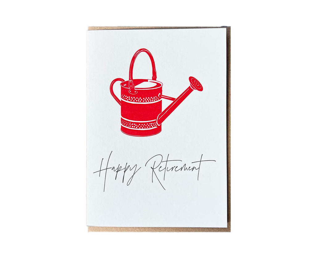 Watering Can Gardening Letterpress retirement card