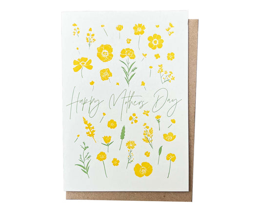 Yellow Flowers Letterpress Mother's Day Card