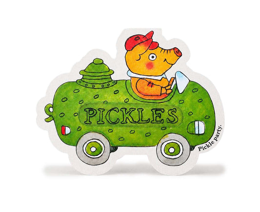 Pickle Party Pig Car Richard Scarry Cutout Card