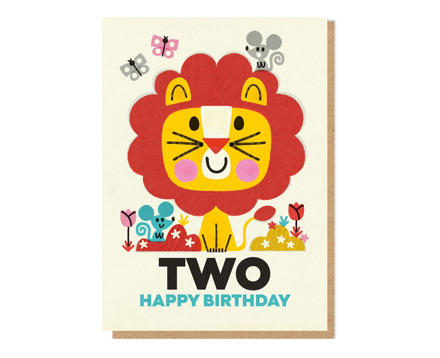 Two Lion Spot Gloss 2nd Birthday Card