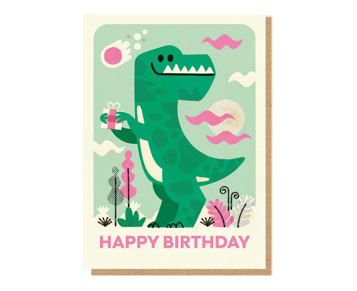 T-Rex Dinosaur Spot Gloss Kids Birthday Card