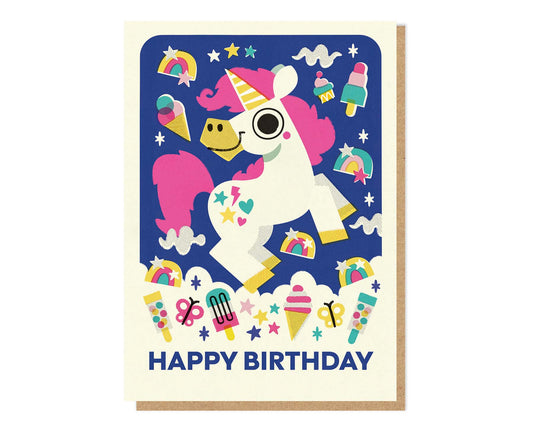 Unicorn Spot Gloss Kids Birthday Card