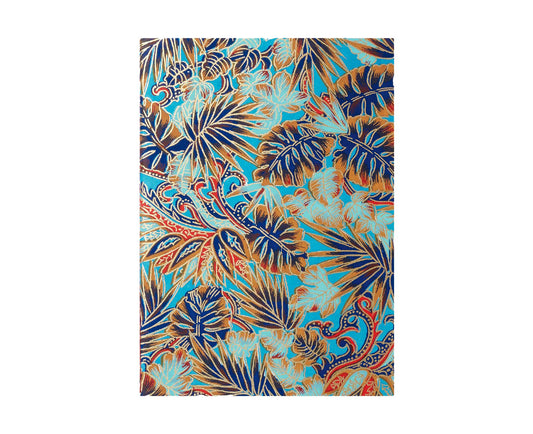 Small Patterned Notebook Tropical Foliage Blue Plain Pages