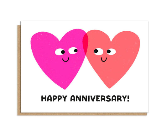 Two Hearts Letterpress Anniversary Card