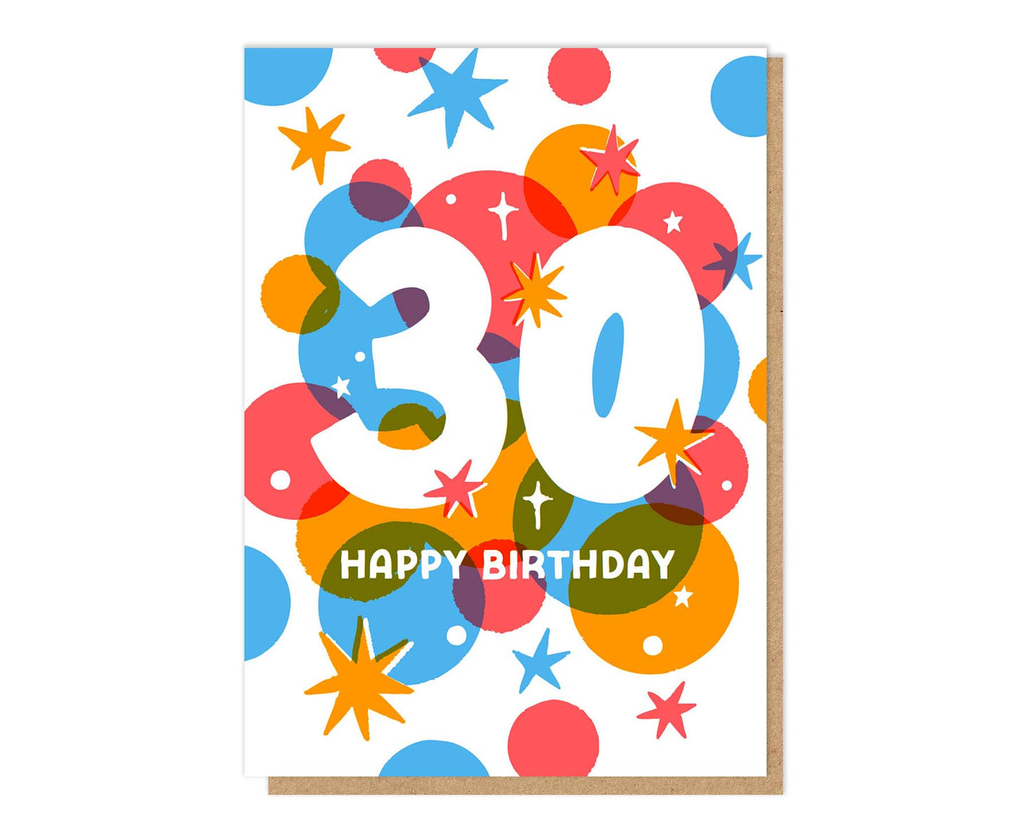 30 Stars Letterpress 30th Birthday Card