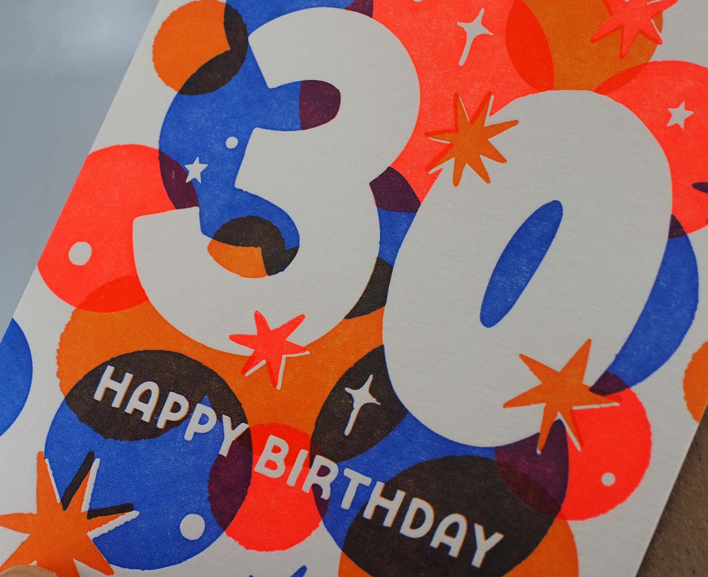 30 Stars Letterpress 30th Birthday Card