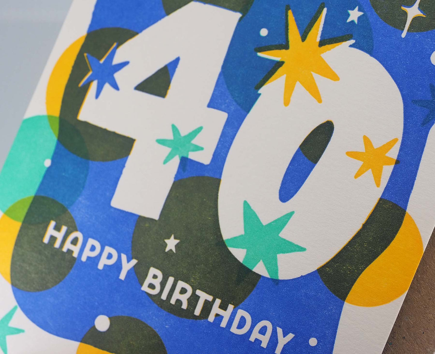 40 Stars Letterpress 40th Birthday Card