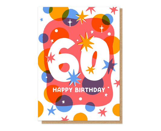 60 Stars Letterpress 60th Birthday Card