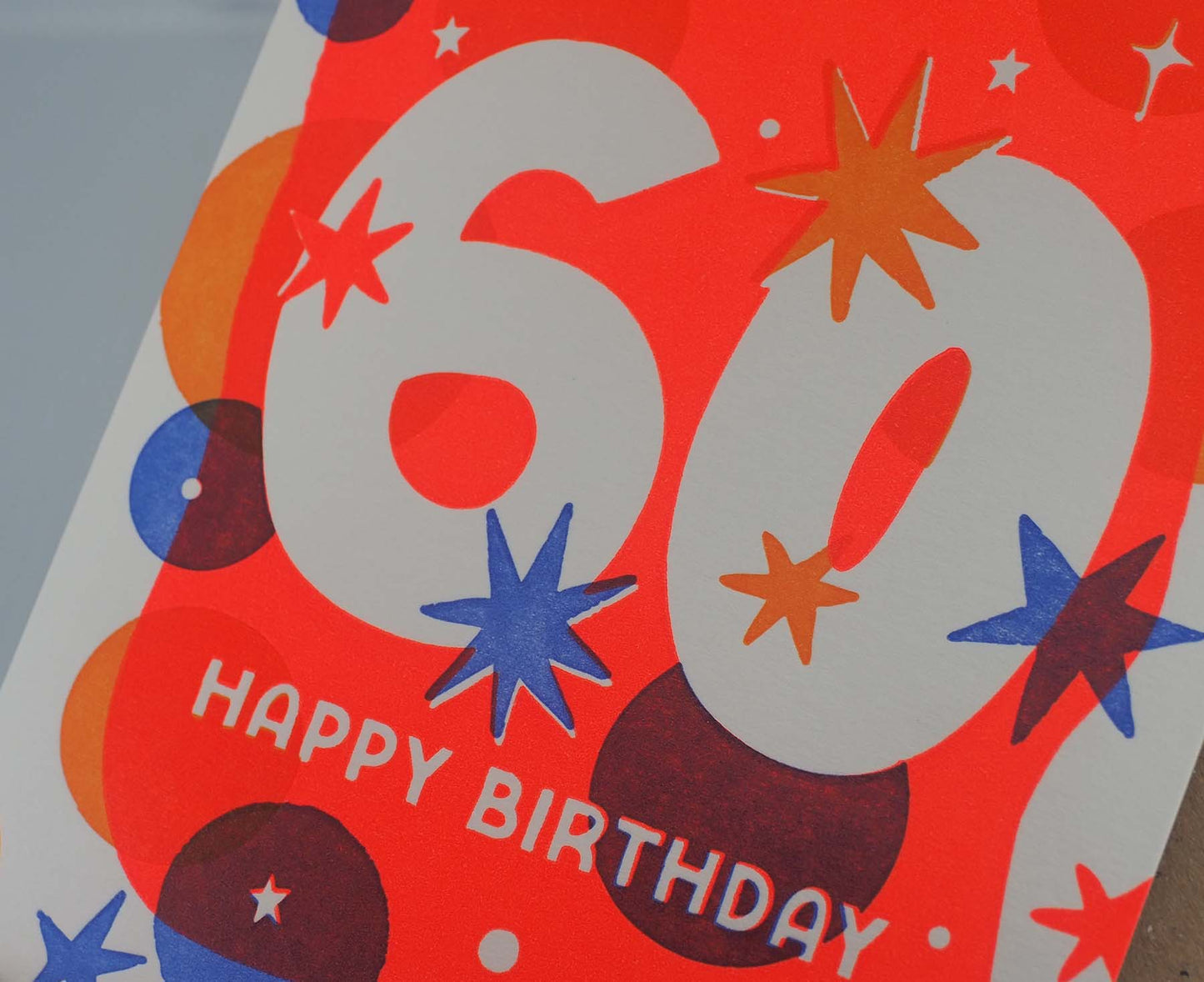 60 Stars Letterpress 60th Birthday Card