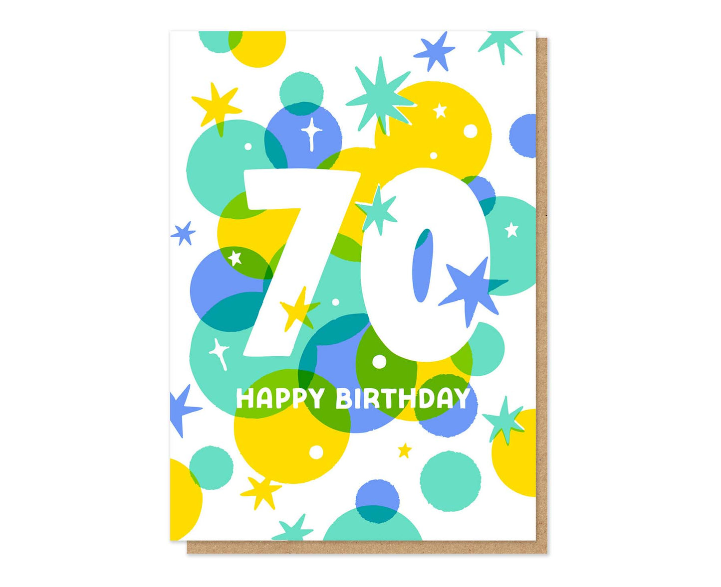 70 Stars Letterpress 70th Birthday Card