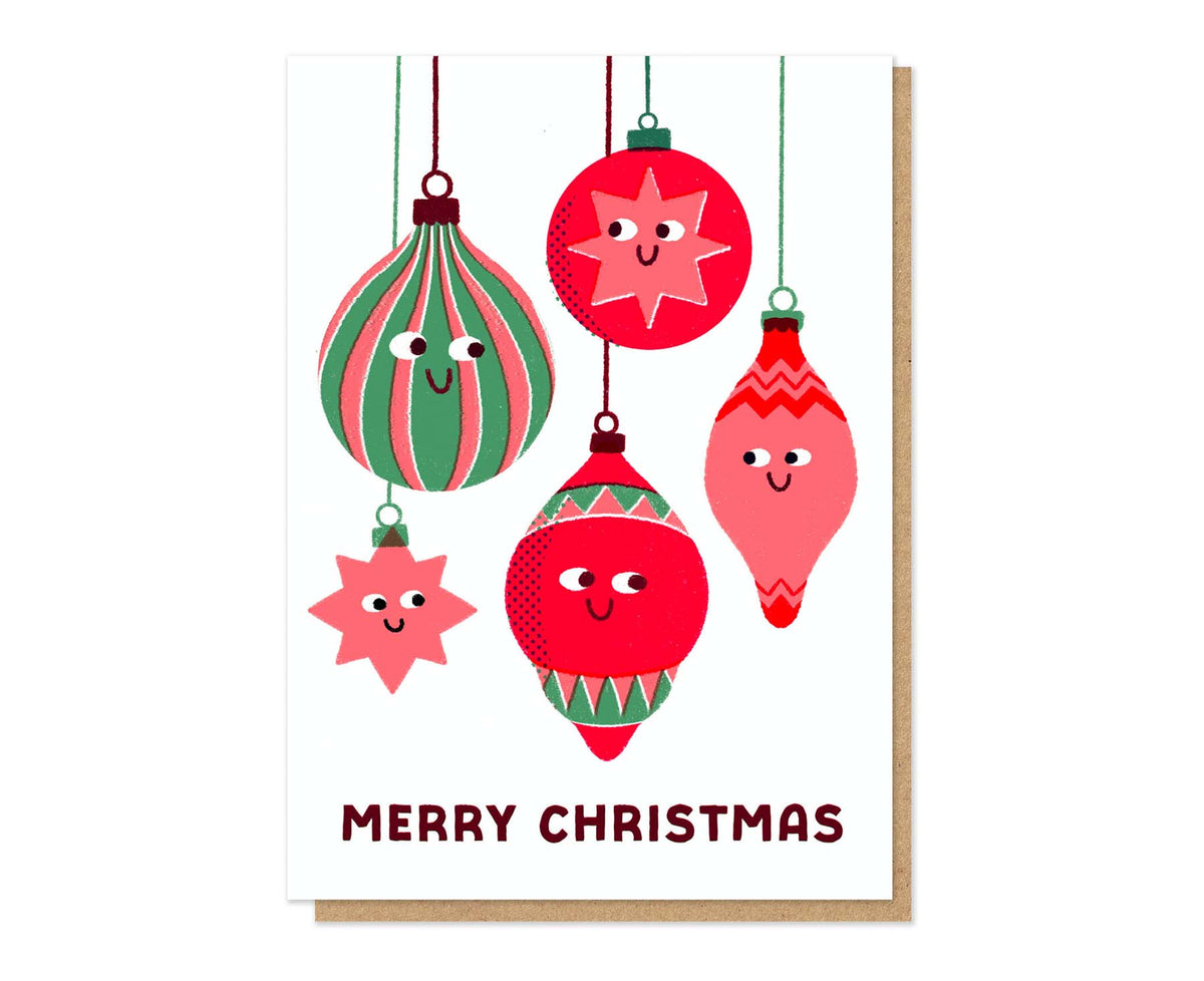 Silly Baubles Letterpress Christmas Card