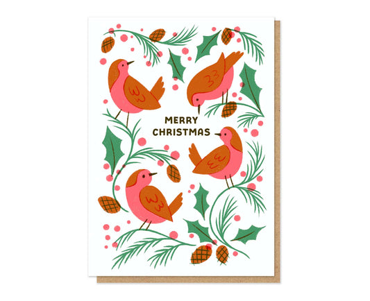 Robins Letterpress Christmas Card