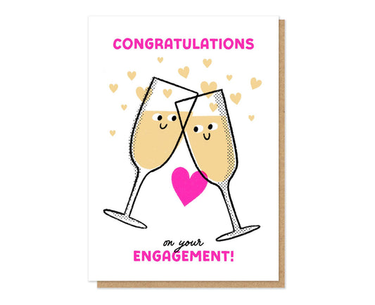 Congratulations Bubbles Letterpress Engagement Card