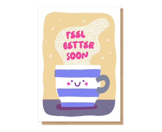 Feel Better Cuppa Tea Letterpress Get Well Soon Card
