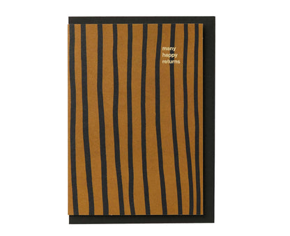 Many Happy Returns Stripes Gold Foiled Birthday Card