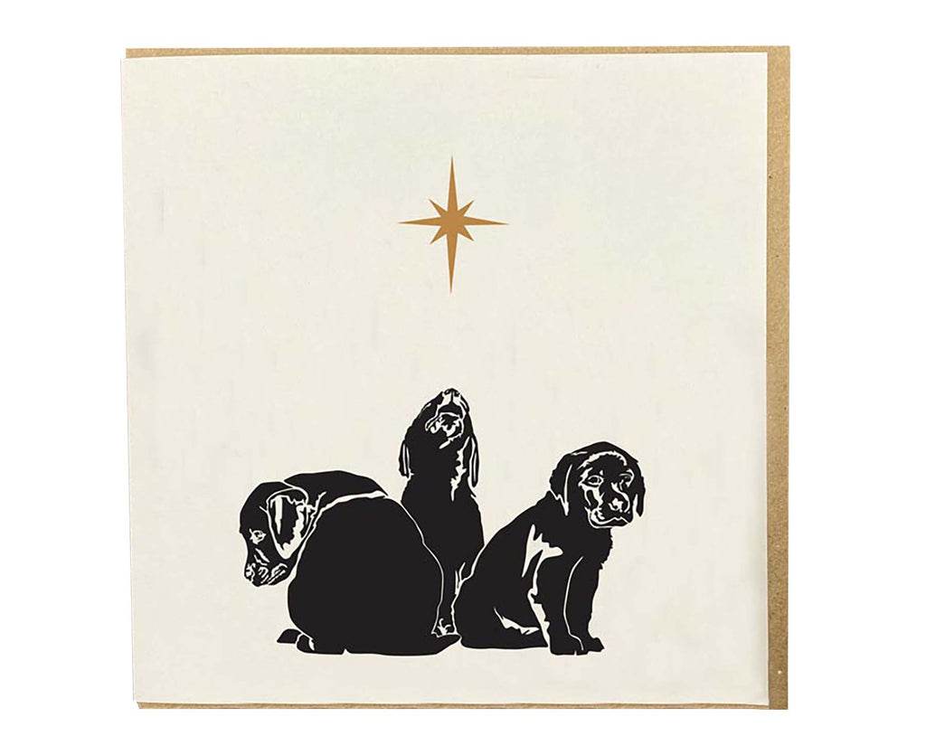 Three Wise Puppies Letterpress Christmas card