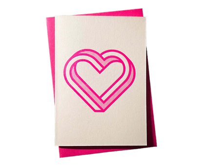 Flourescent Pink on Pink Infinity Heart Letterpress Valentines / Anniversary Card
