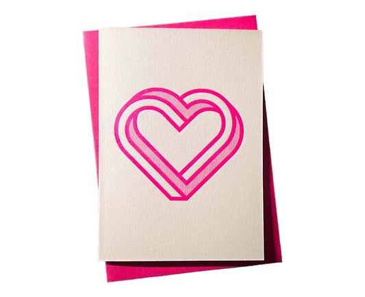 Flourescent Pink on Pink Infinity Heart Letterpress Valentines / Anniversary Card