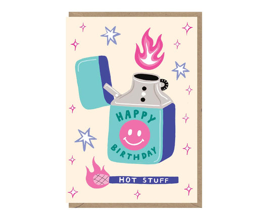 Happy Birthday Hot Stuff Lighter Birthday Card