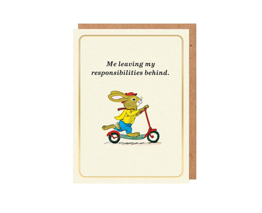 Leaving My Responsibilities Behind Richard Scarry Gold Foiled Mini Card