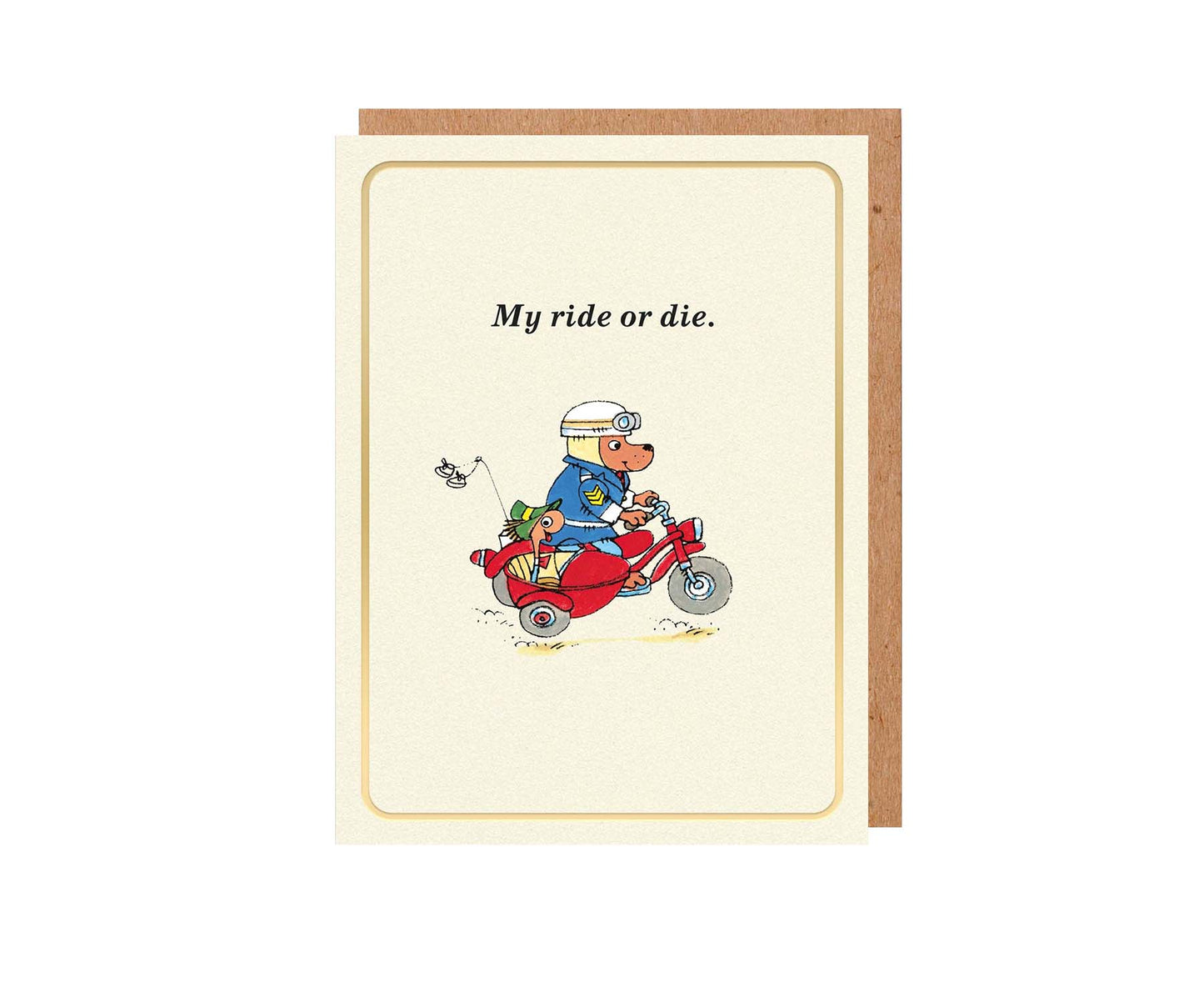 My Ride Or Die Richard Scarry Gold Foiled Mini Card