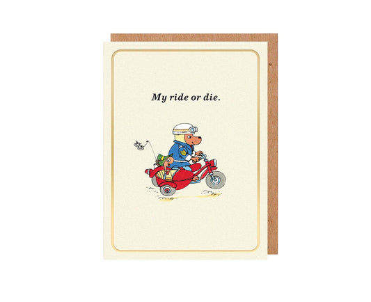 My Ride Or Die Richard Scarry Gold Foiled Mini Card