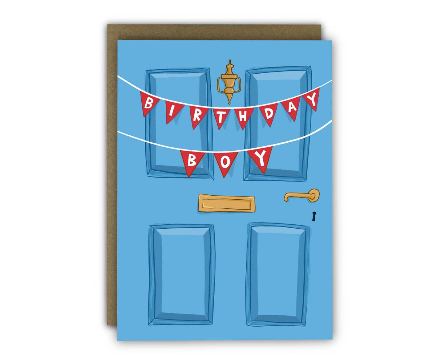 Birthday Boy Bunting Front Door Birthday Card