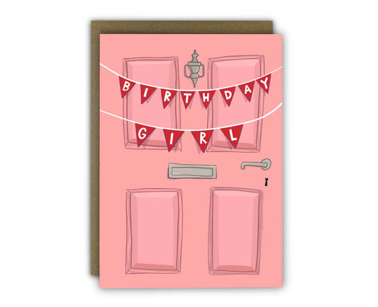 Birthday Girl Bunting Front Door Birthday Card
