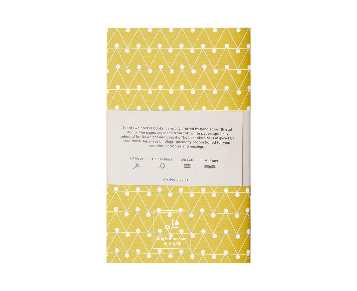 Set of 2 Pocket Books Chartreuse Wave & Dash Print - plain pages