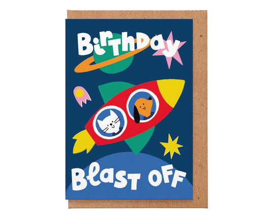 Blast Off Birthday Card