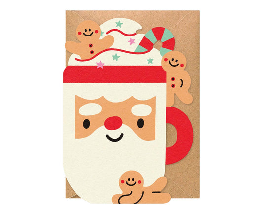 Santa Mug Cutout Christmas Card