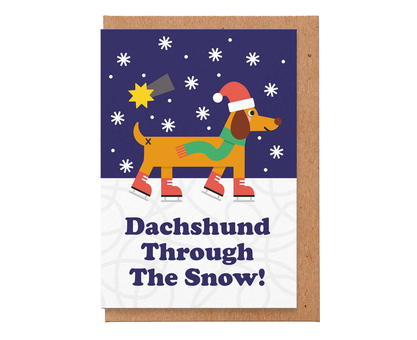 Dachshund Through the Snow Christmas Card