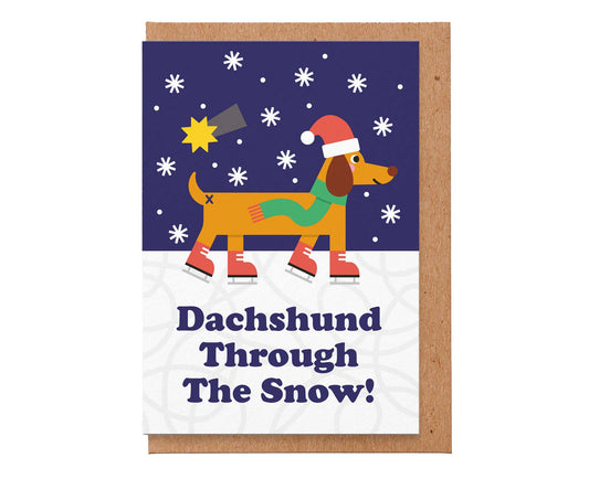 Dachshund Through the Snow Christmas Card