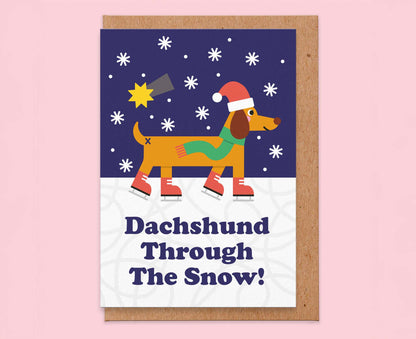 Dachshund Through the Snow Christmas Card