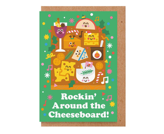 Rockin' Around The Cheeseboard Funny Christmas Card