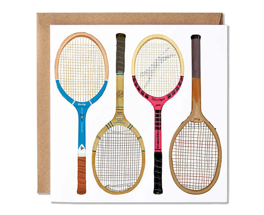 Vintage Tennis Racquets Illustrated Sports Card