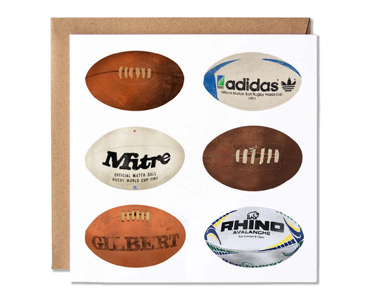 Vintage Rugby Balls Illustrated Sports Card