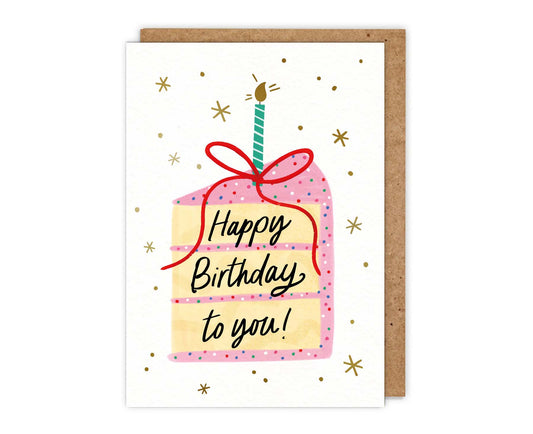 Happy Birthday to You! Gold Foiled Cake Birthday Card