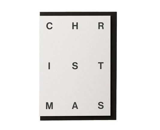 Embossed Christmas Typography Christmas Card Oat White