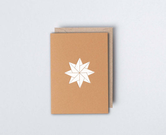 Small Foiled Blocked Window Star Christmas Card