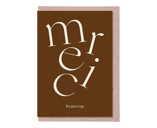 Serif Type Russet Merci Beaucoup Thank You Card