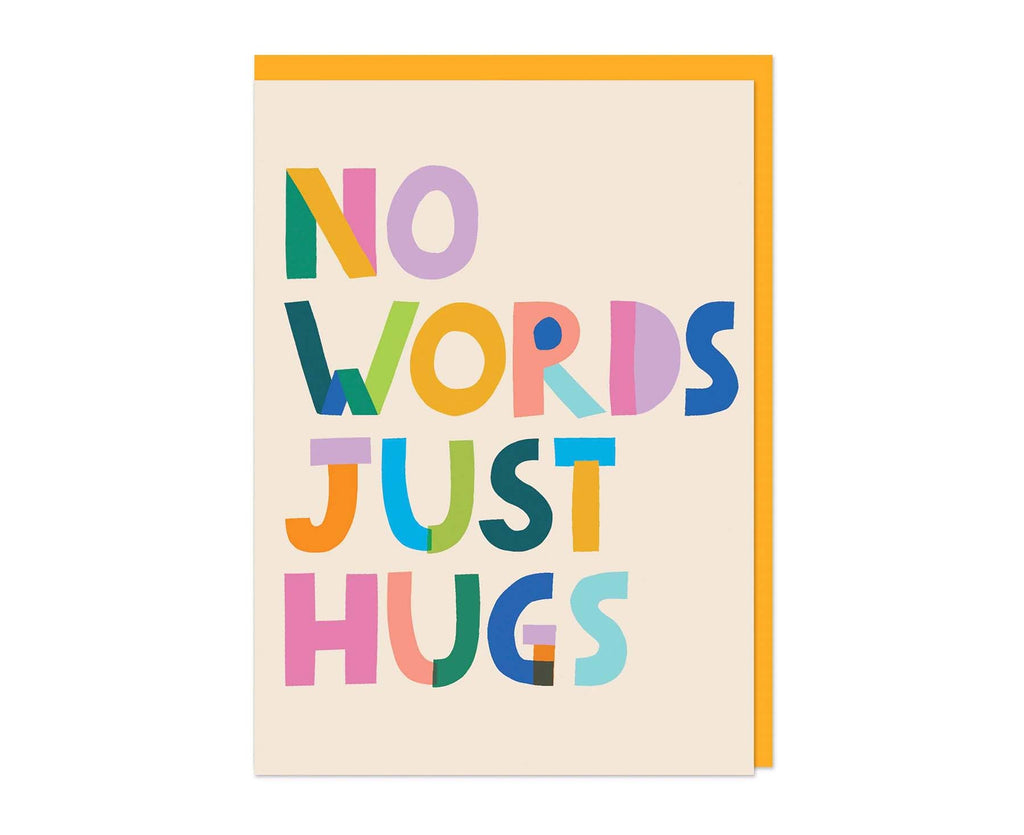 No Words Just Hugs embossed card