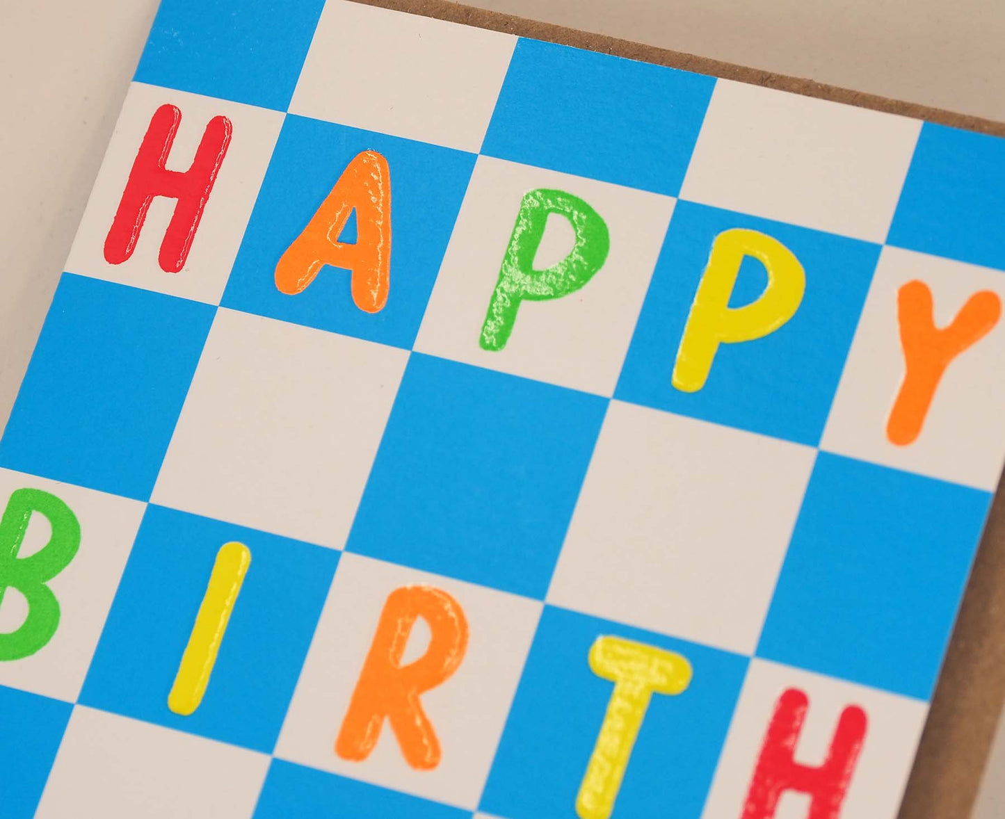 Happy Birthday Chessboard Embossed Neon Birthday Card