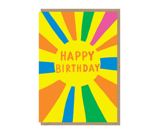 Embossed Colourful Sun Neon Birthday Card
