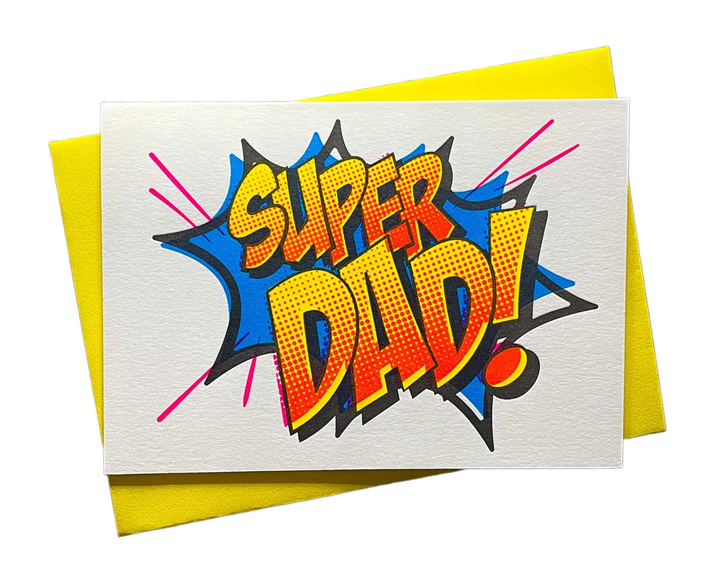 Super Dad Pop Art Letterpress Father's Day Card